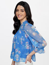AND Floral Print High Neck Top