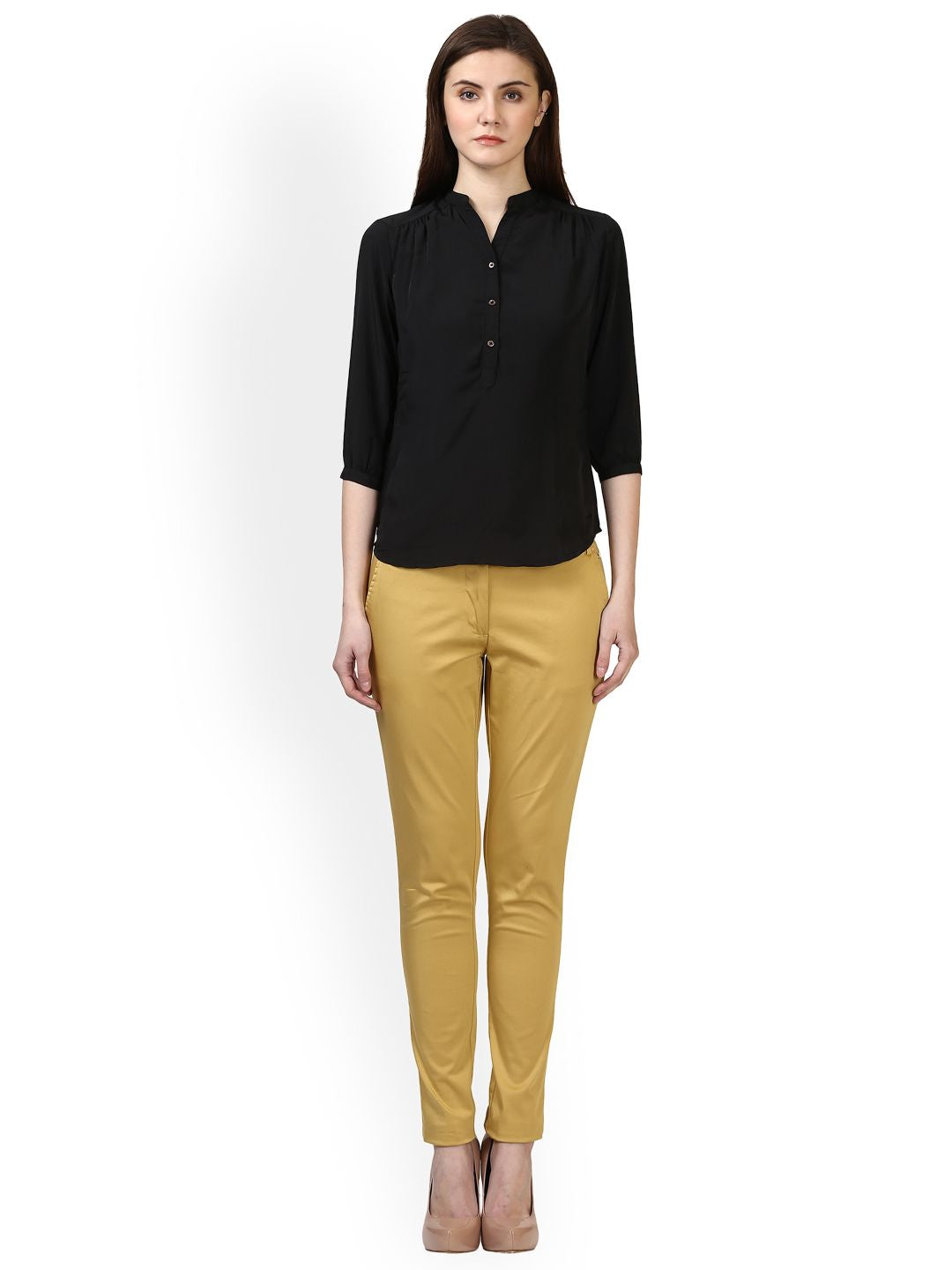 Park Avenue Women Black Solid Shirt Style Top