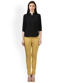 Park Avenue Women Black Solid Shirt Style Top