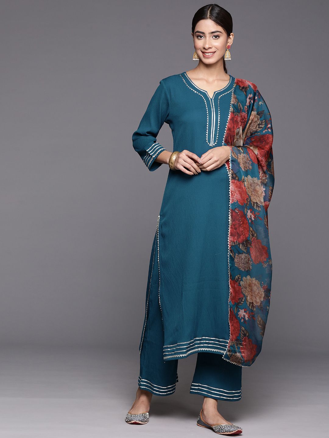 Varanga  Printed Gotta Patti Kurta with Palazzos & Dupatta