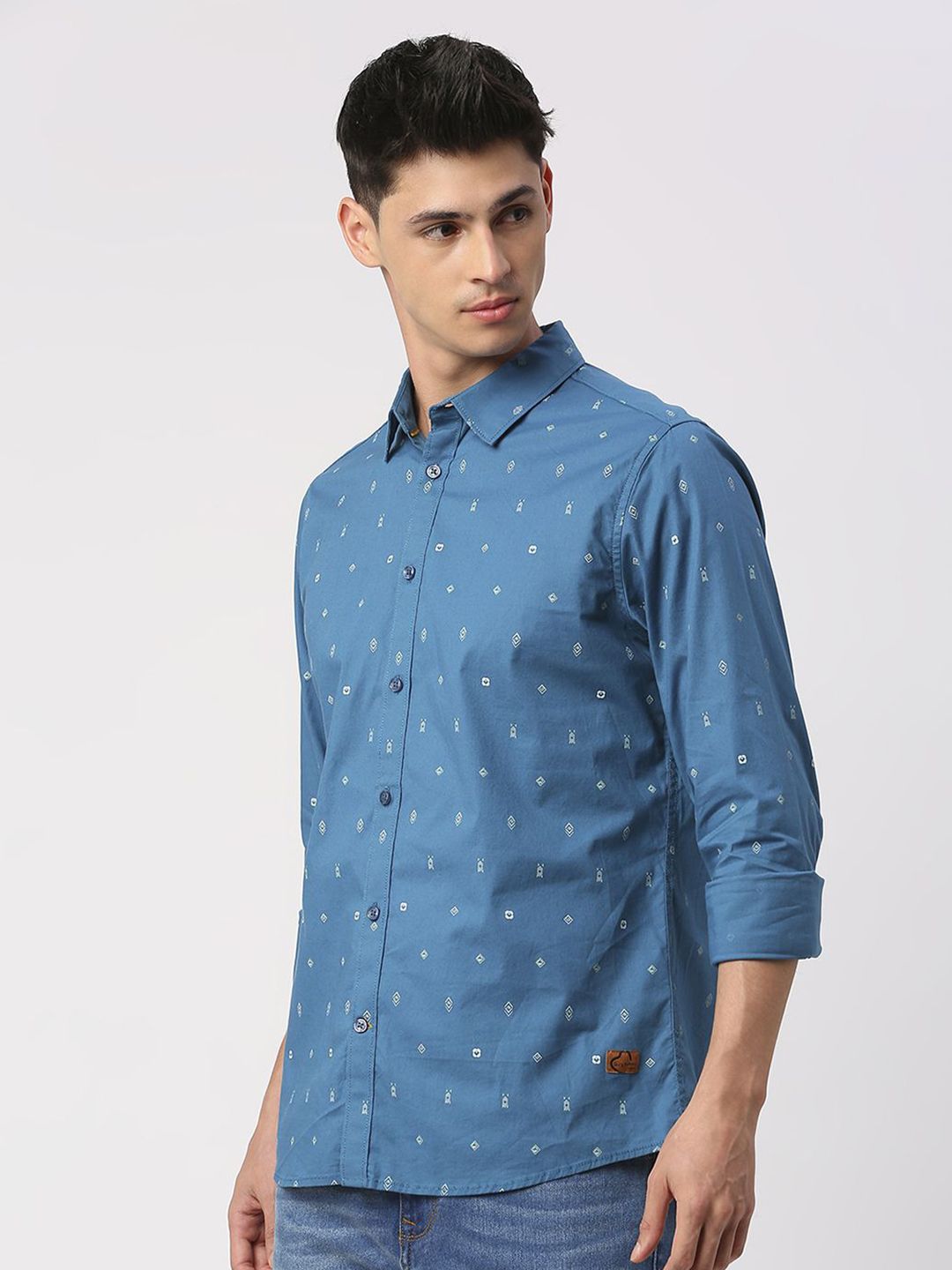 Being Human Men Slim Fit Opaque Geometric Printed Casual Shirt