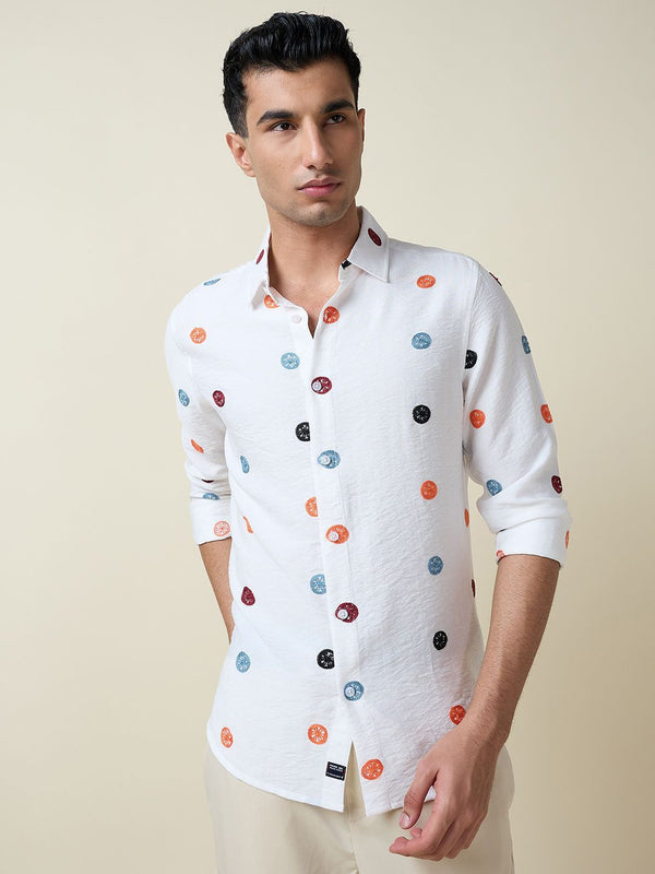 Thomas Scott Men Embroidered Regular Fit Casual Shirt