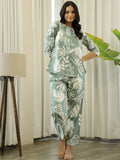 SANSKRUTIHOMES Women Green & White Printed Night suit