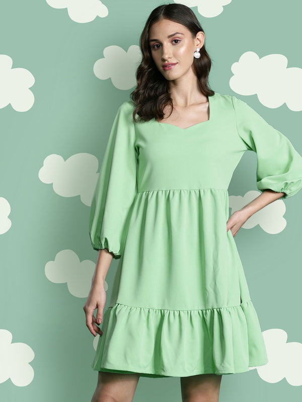 DressBerry Sweetheart Neck Puff Sleeve A-Line Dress