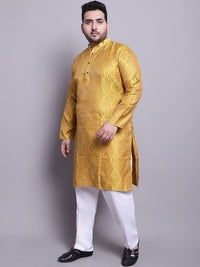 SOJANYA PLUS Motif Etnik Rekaan Tenunan Kurta Kapas Sutera Dengan Piyama & Jaket Nehru