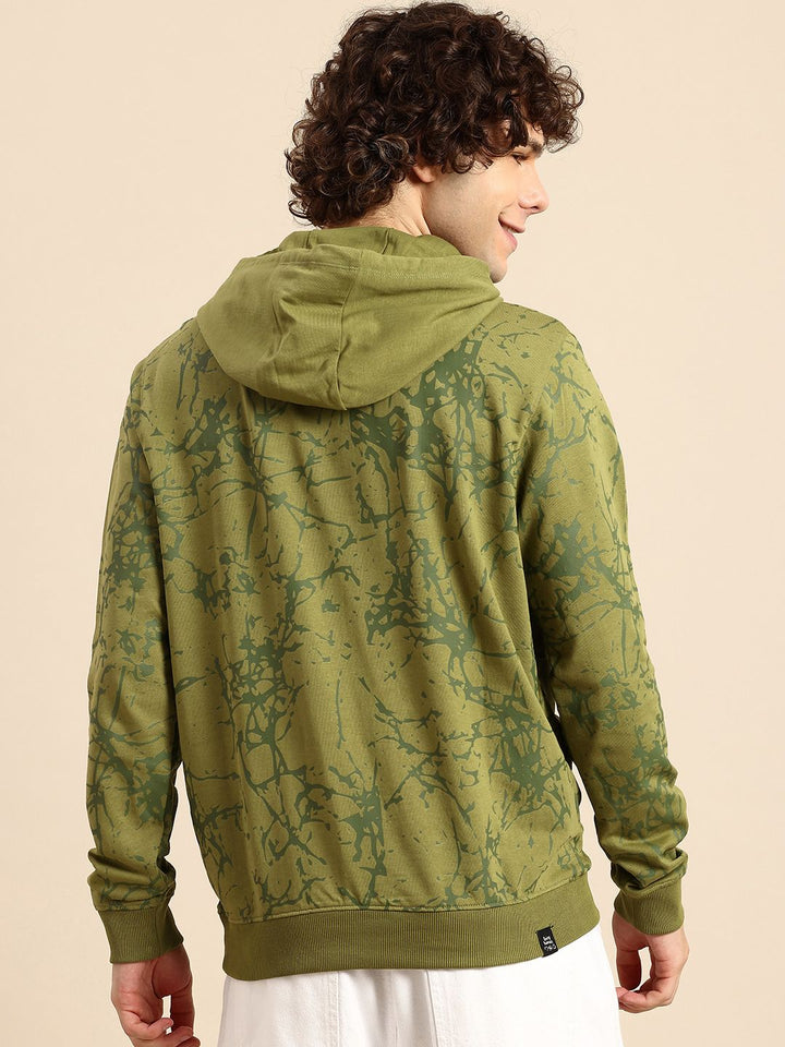 Being Human Abstract Printed Hooded Pure Cotton Sweatshirt