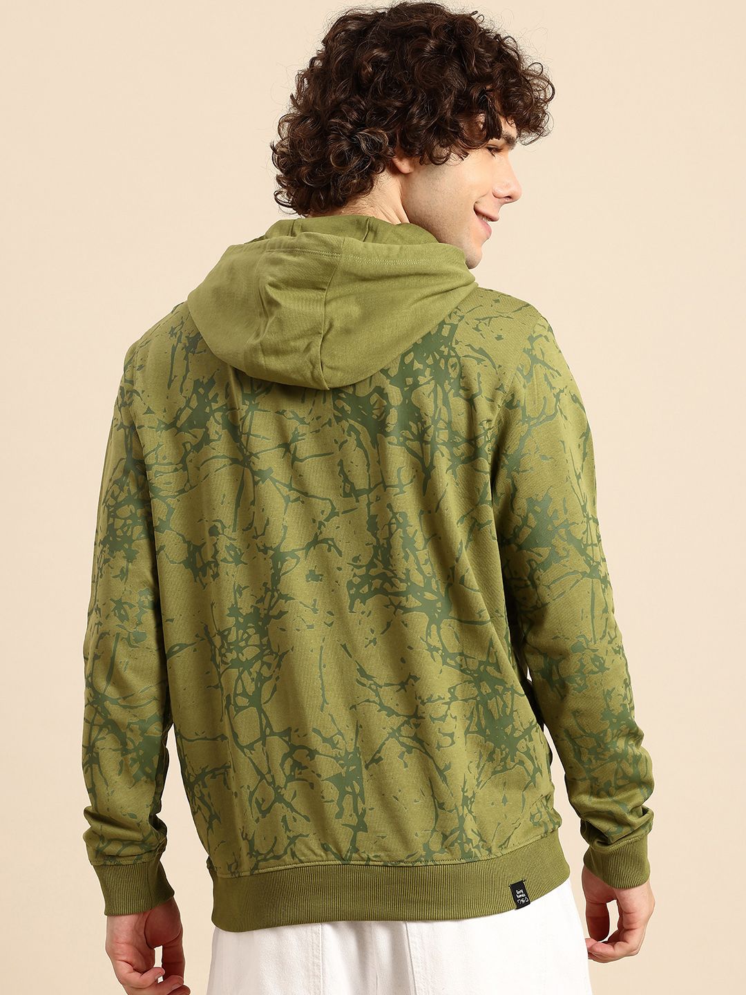 Being Human Abstract Printed Hooded Pure Cotton Sweatshirt