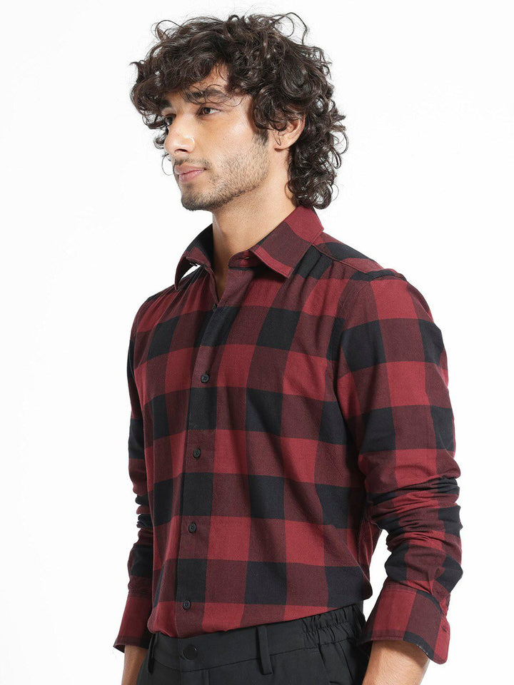 RARE RABBIT Men Byre Slim Fit Checked Cotton Shirt