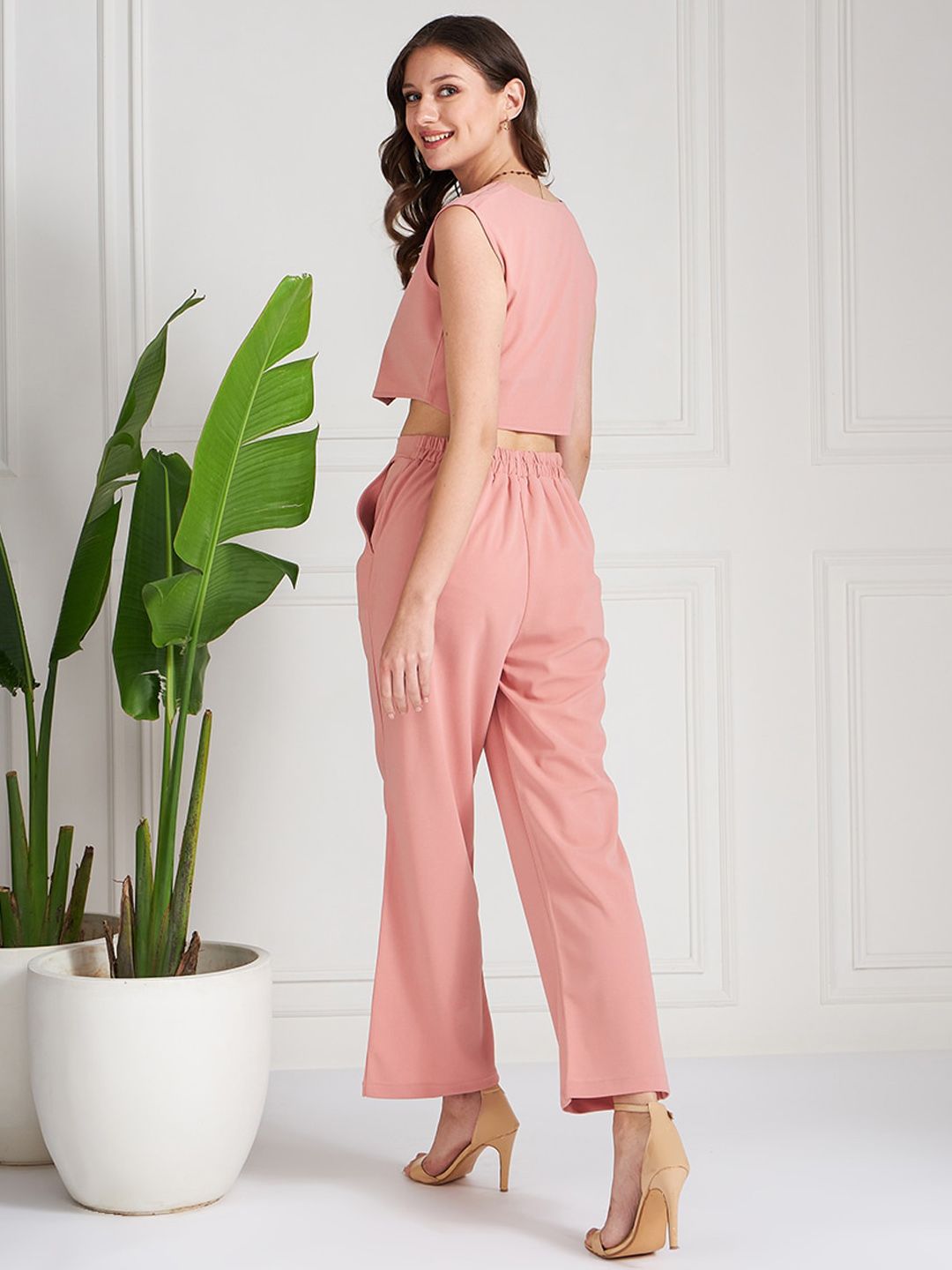 Athena V-Neck Crop Top With Trousers Co-Ords