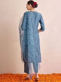Indo Era Women Bandhani Embroidered Regular Gotta Patti Kurta with Trousers & With Dupatta