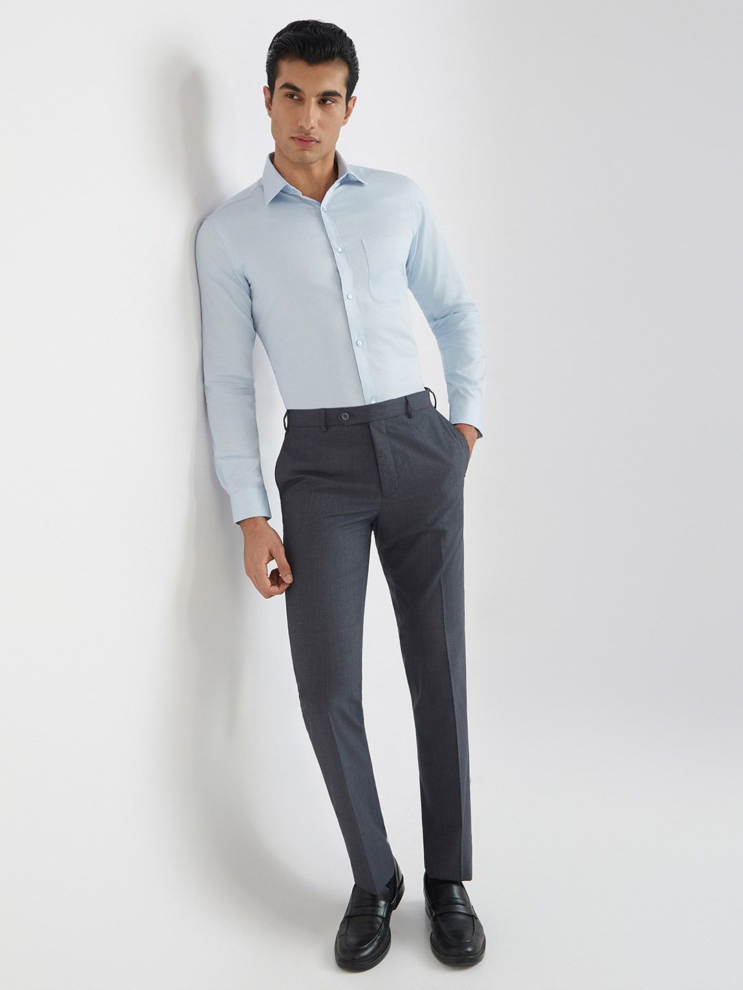 Raymond Self Design Slim Fit Pure Cotton Formal Shirt