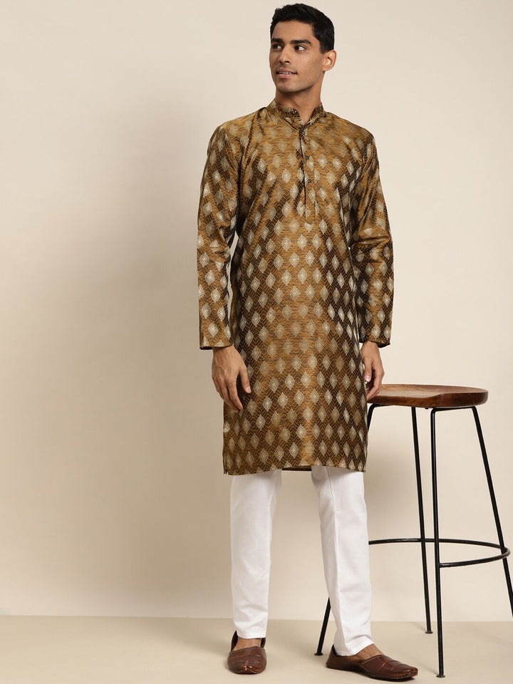 SOJANYA Rekaan Tenunan Kolar Mandarin Silk Cotton Kurta