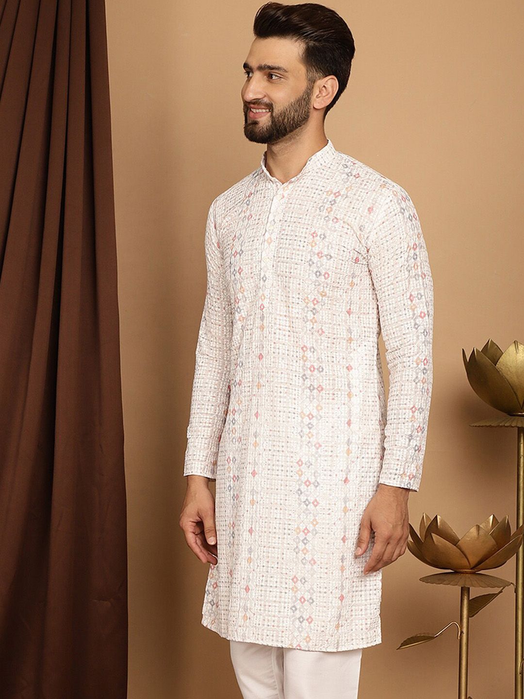 SOJANYA Kurta Katun Bersulam Motif Etnik Labuci