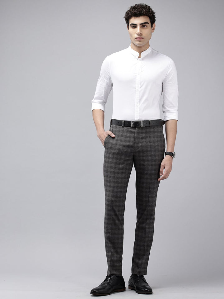 Park Avenue Men Checked Super Slim Fit Trousers