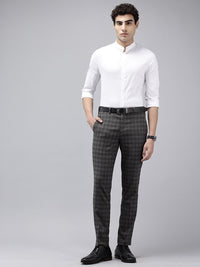 Park Avenue Men Checked Super Slim Fit Trousers