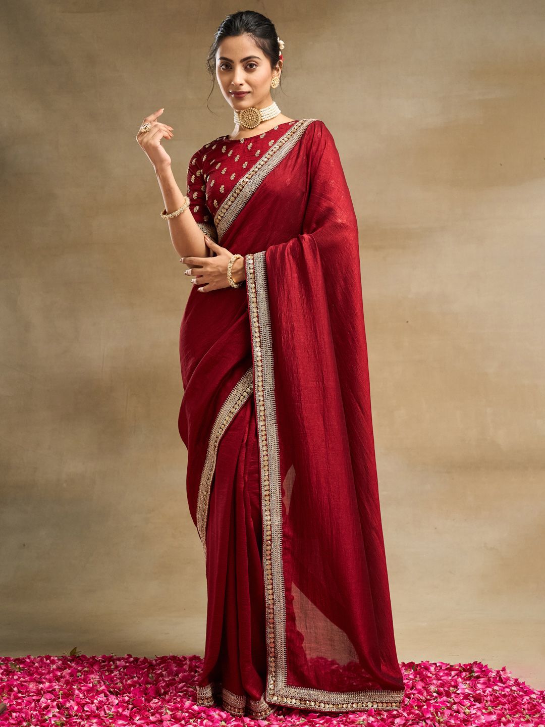 Saree Sutera Tulen Bersulam kasee