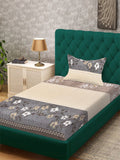 Myntra Elegant Homes Brown & Cream Bulu Bunga 300 TC Cadar Bujang dengan 1 Sarung Bantal
