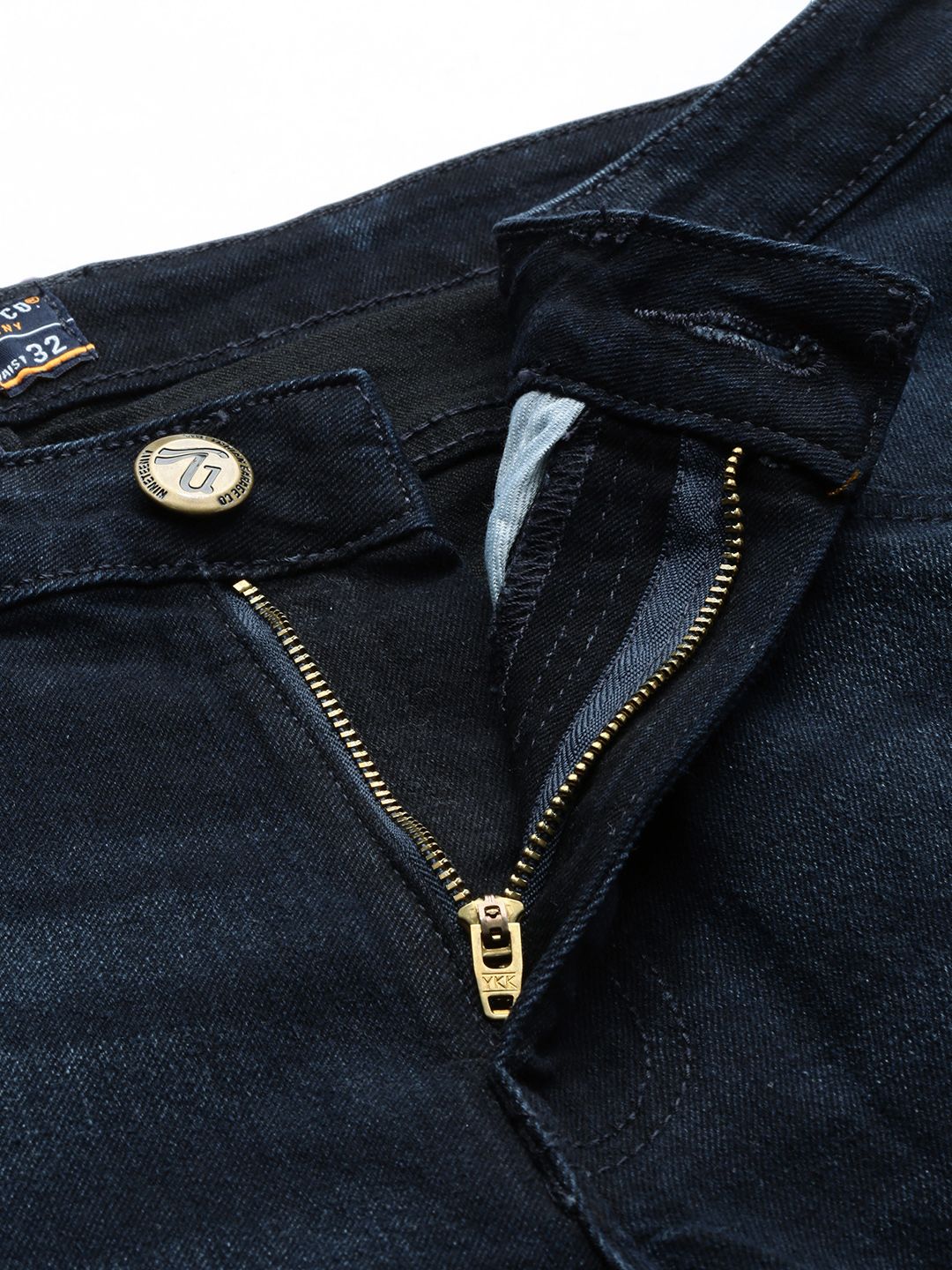 The Indian Garage Co Men Slim Straight Fit Low Distress Light Fade Stretchable Jeans