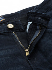 The Indian Garage Co Men Slim Straight Fit Low Distress Light Fade Stretchable Jeans