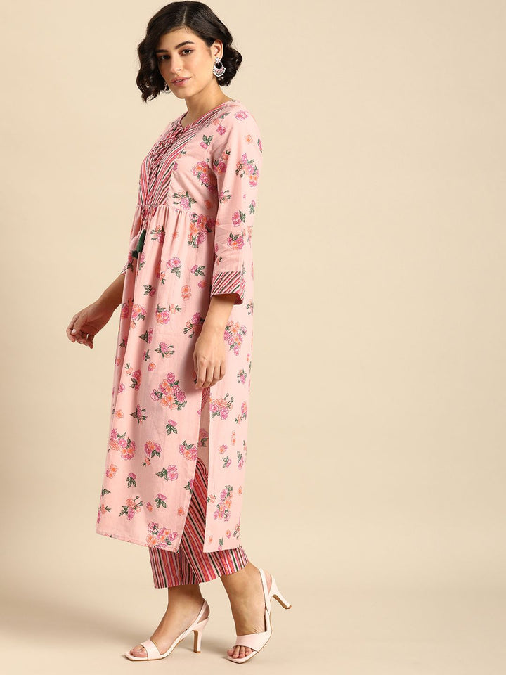 Anouk Women Pure Cotton Printed Regular Kurta With Trousers