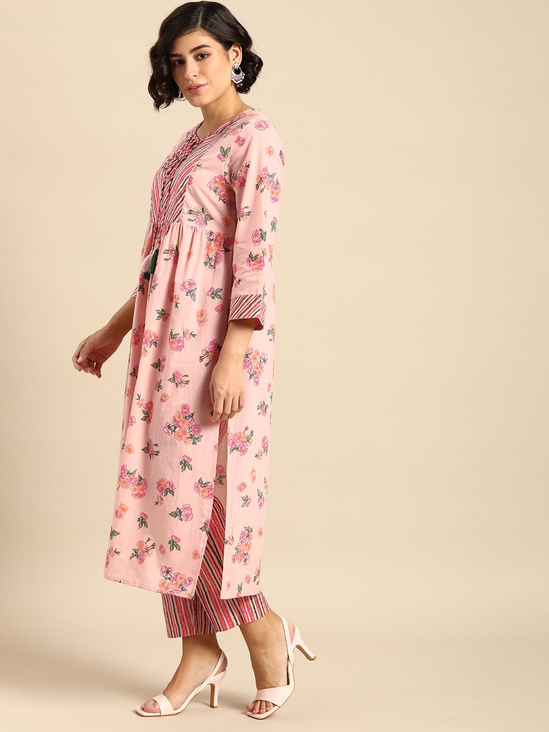 Anouk Women Pure Cotton Printed Regular Kurta With Trousers