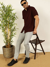 Thomas Scott Men Premium Spread Collar Textured Casual Shirt