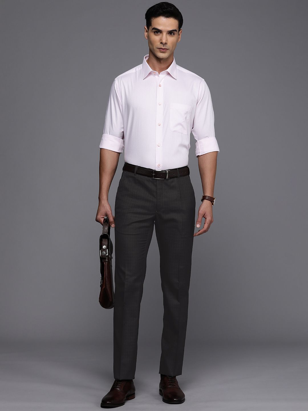 Raymond Men Checked Slim Fit Formal Trousers