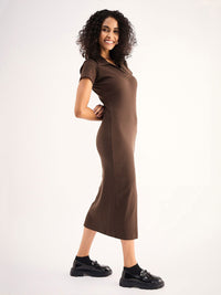 SASSAFRAS BASICS Shirt Collar Cotton Midi Dress