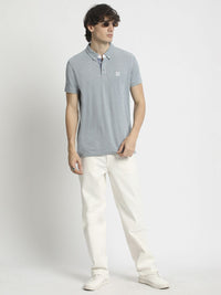 THE BEAR HOUSE Men Polo Collar Regular Fit Pure Cotton Solid T-shirt