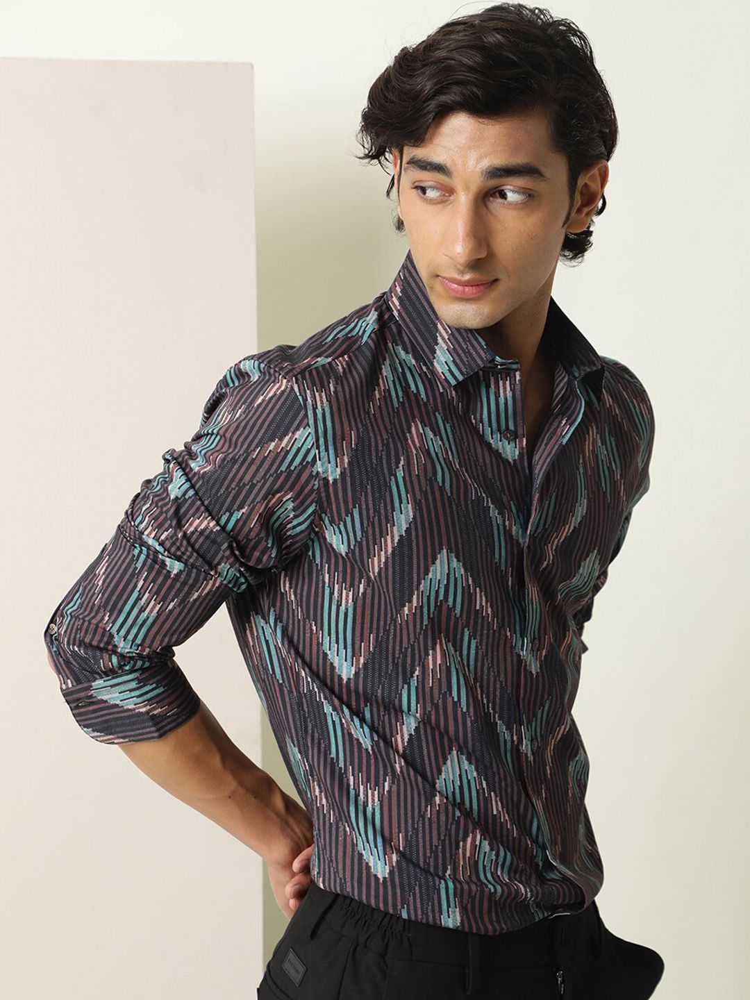RARE RABBIT Men Stria Slim Fit Vertical Striped Shirt