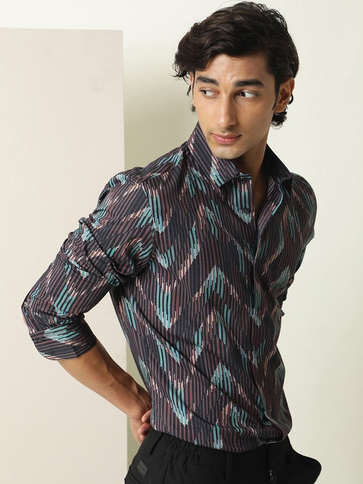 RARE RABBIT Men Stria Slim Fit Vertical Striped Shirt
