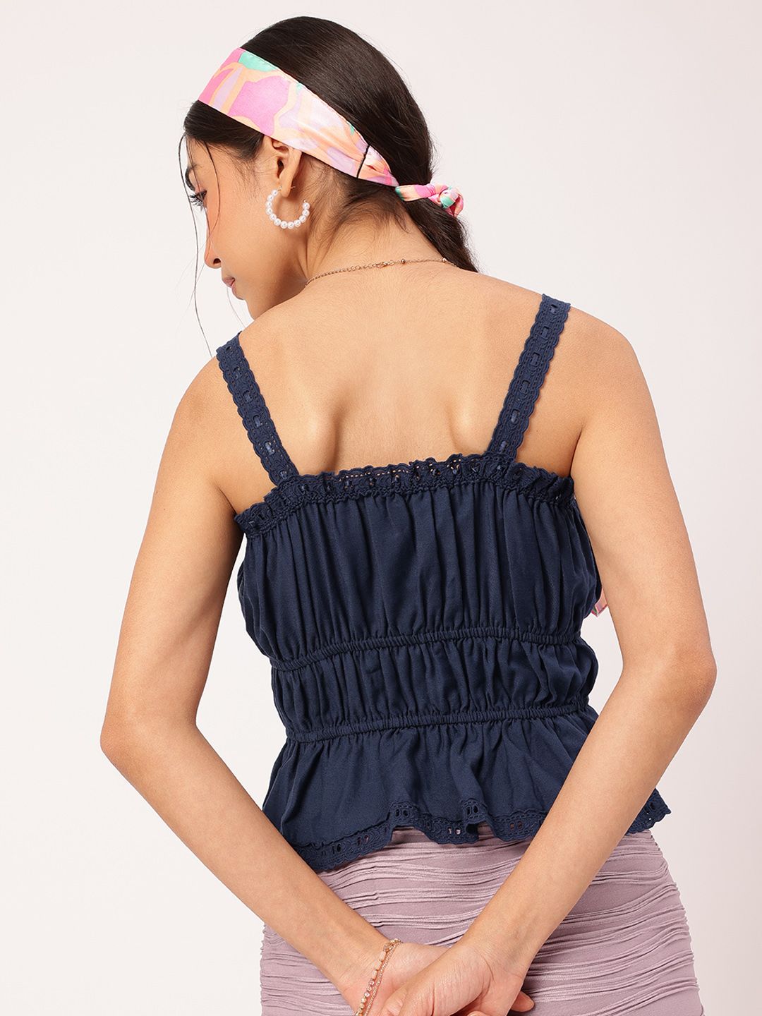 DressBerry Nautical Neutrals Schiffli Detail Tiered Top