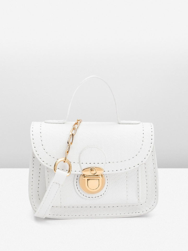 DressBerry Geometric Textured Structured Satchel Bag