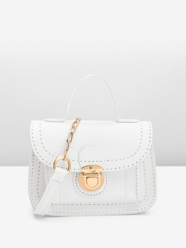 DressBerry Geometric Textured Structured Satchel Bag