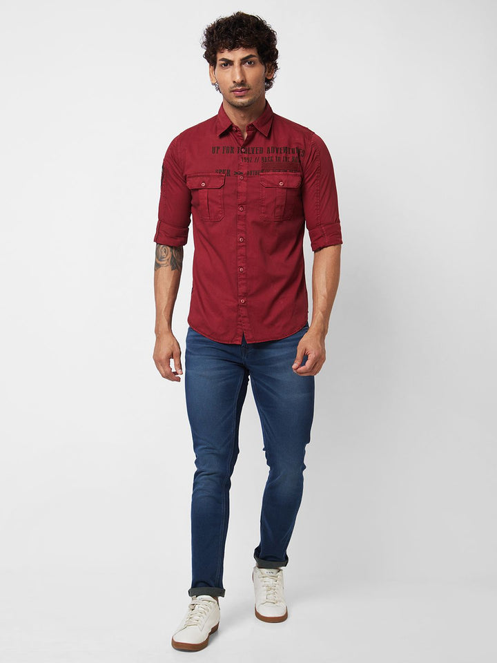 SPYKAR Typography Printed Cotton Casual Shirt