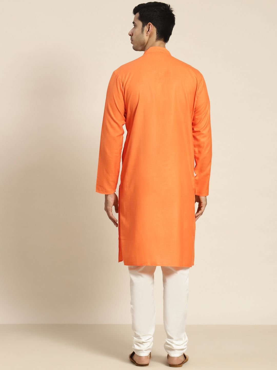 SOJANYA Men Orange Kurta with Churidar