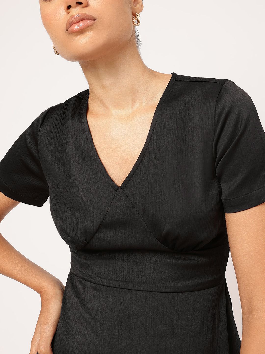 DressBerry Sultry Serenade Satin Finish A-Line Mini Dress