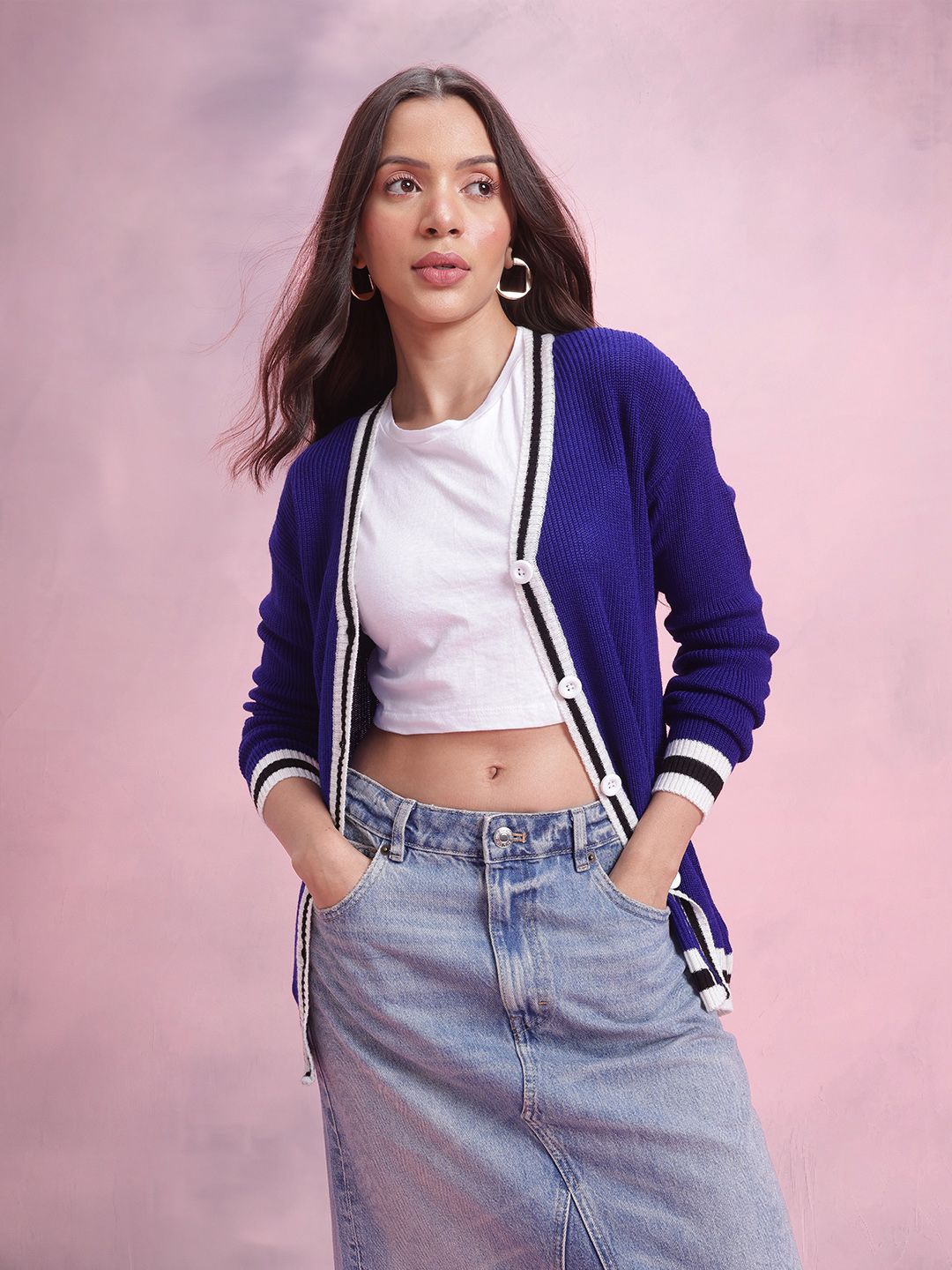 DressBerry Cardigan with Contrast Trims