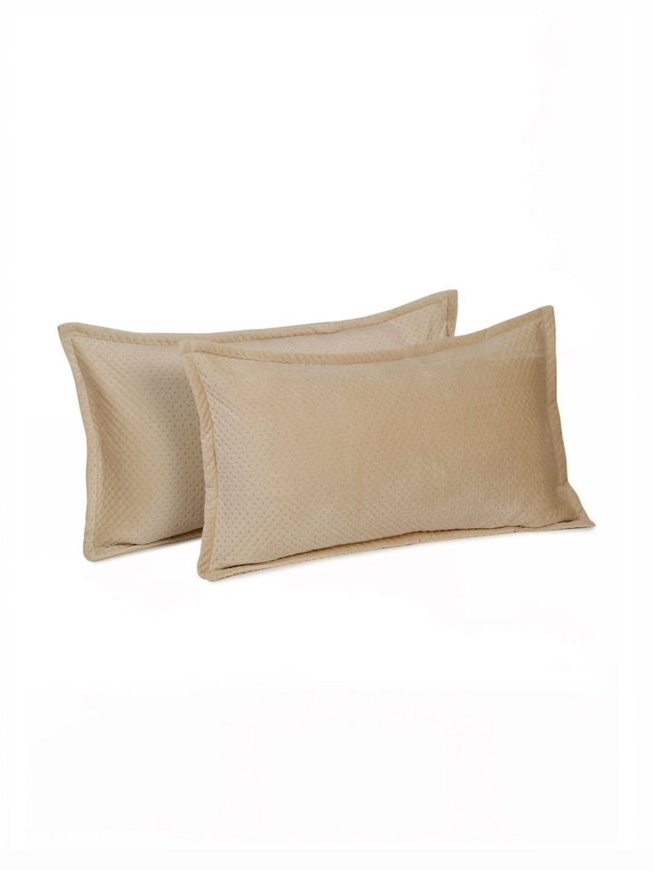 HOSTA HOMES Cream Coloured 2 Pieces Self Design Rectangle Shaped Pillow Covers