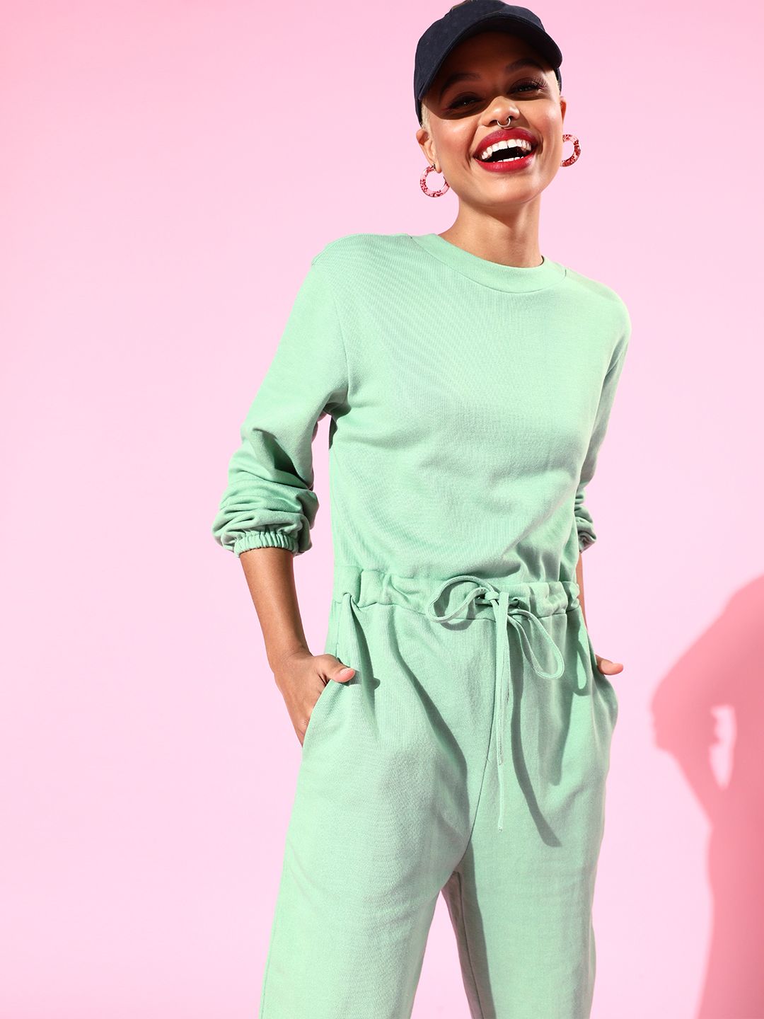 Athena Green Jumpsuit with Drawstring