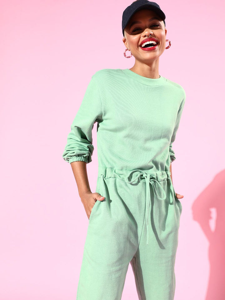 Athena Green Jumpsuit with Drawstring