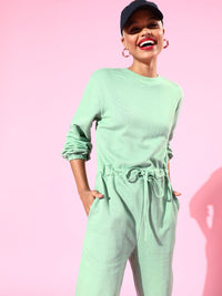 Athena Green Jumpsuit with Drawstring