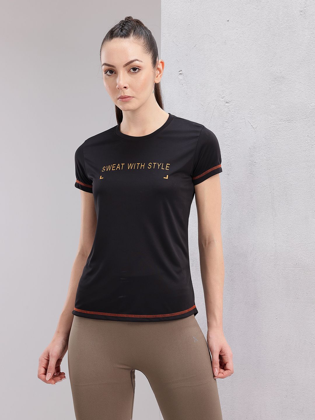HRX by Hrithik Roshan Printed Contrast Stitch Rapid-Dry Training T-shirt