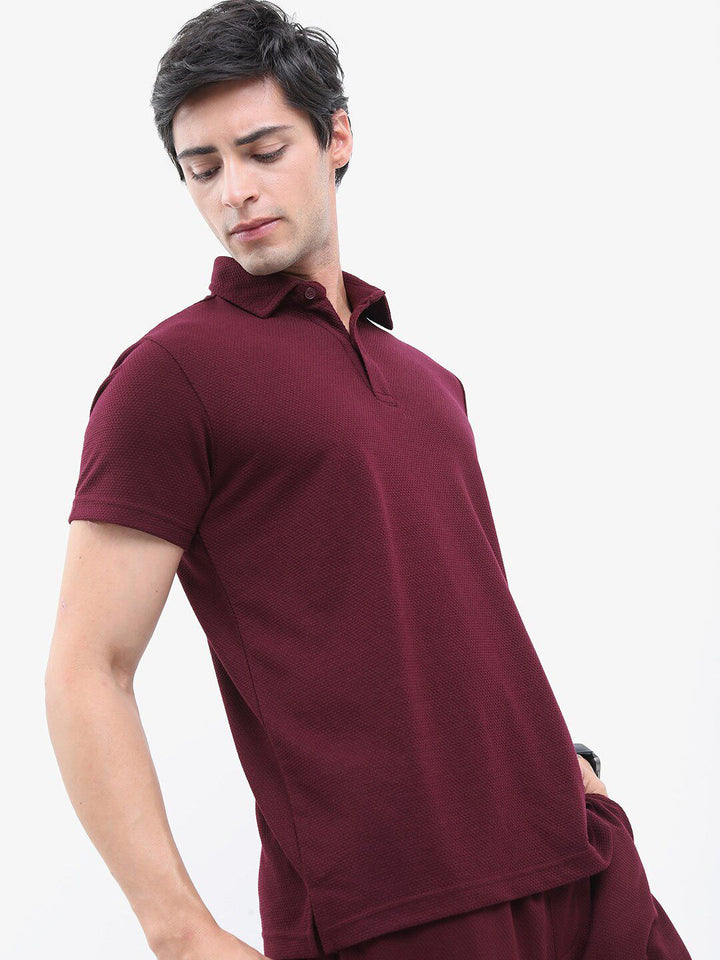 HIGHLANDER Men Popcorn Structured Regular Fit T-shirt