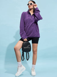 STREET 9 Purple Mock Collar Oversized Sweatshirt