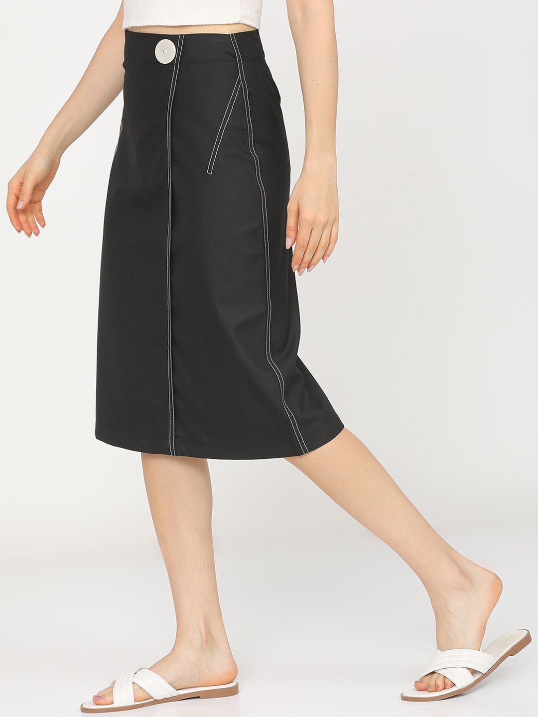 CHIC BY TOKYO TALKIES Women Black Solid A-Line Midi-Skirt