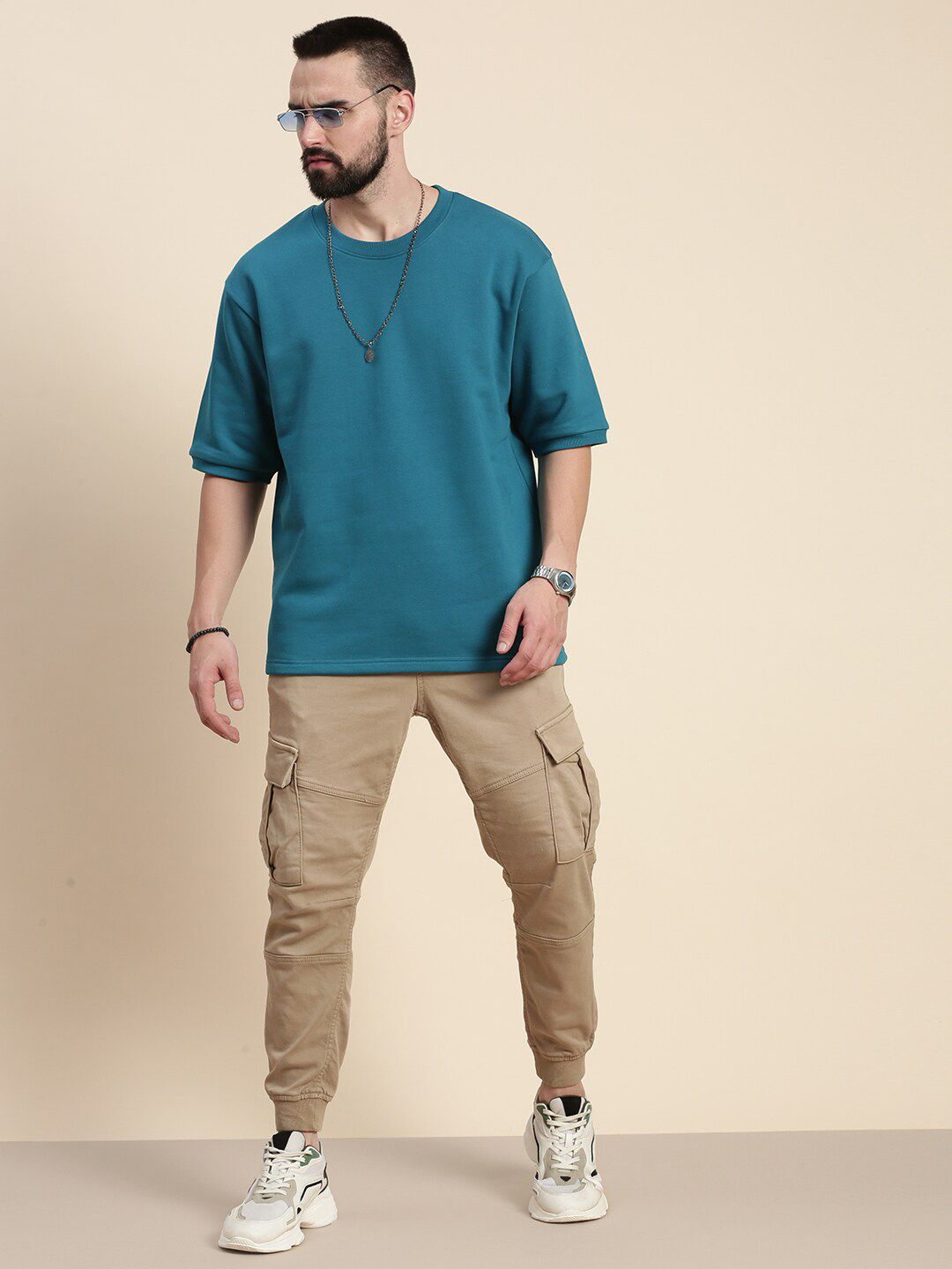 DILLINGER Round Neck Oversized Pullover Fleece Sweatshirt