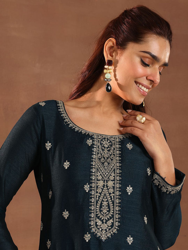 Libas Ethnic Motifs Embroidered Sequinned Kurta With Trousers & Dupatta
