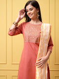 Vishudh Women Floral Embroidered Regular Kurta with Palazzos & With Dupatta