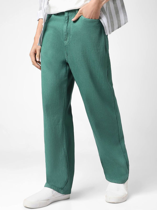 Lelaki Fesyen Urbano Non Stretable Longgar Longgar Seluar Jeans Dibasuh